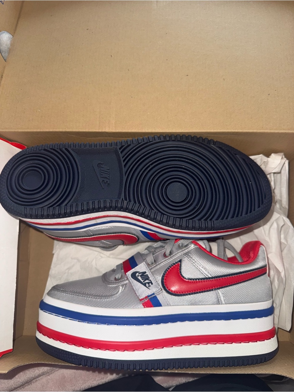 Nike Gray Sneakers with Red & Blue Trim - Picture 3 of 3